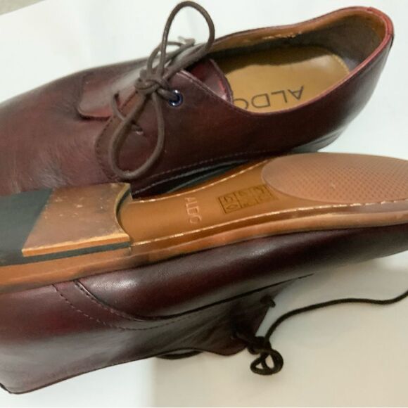 Aldo Men Shoes Dark Burgundy US 9 EU 42 Leather Oxford Pointed Toe - Picture 7 of 14
